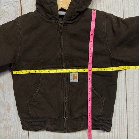 Carhartt Kids Duck Canvas XXS 4-5 Brown Hooded Quilted Insulated Winter Jacket - Picture 5 of 8